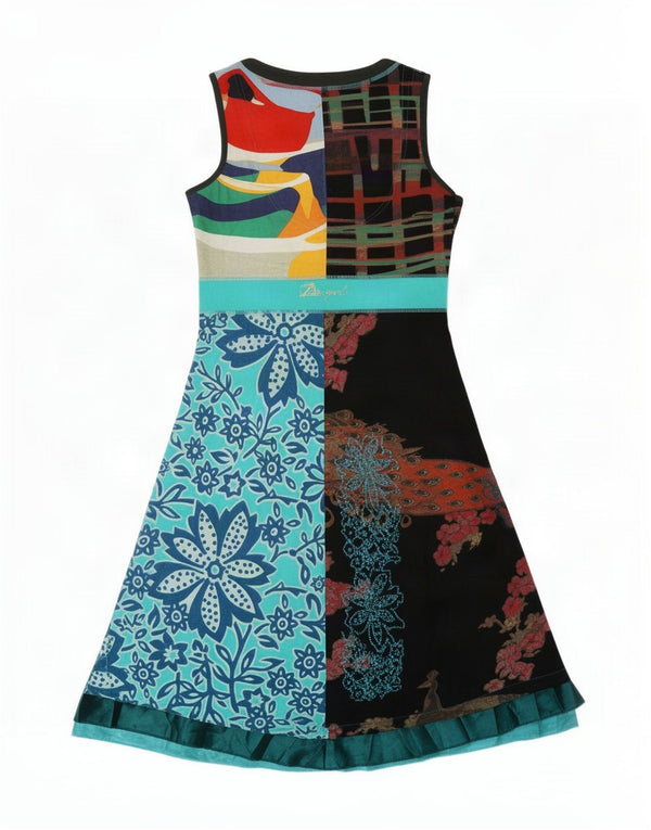 Desigual Womens Graphic A-Line Dress UK 12 Medium Multicoloured Floral
