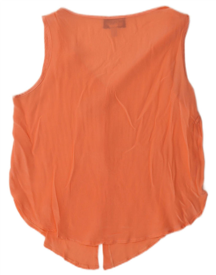 Vintage Womens Vest Top UK 14 Large Orange Silk