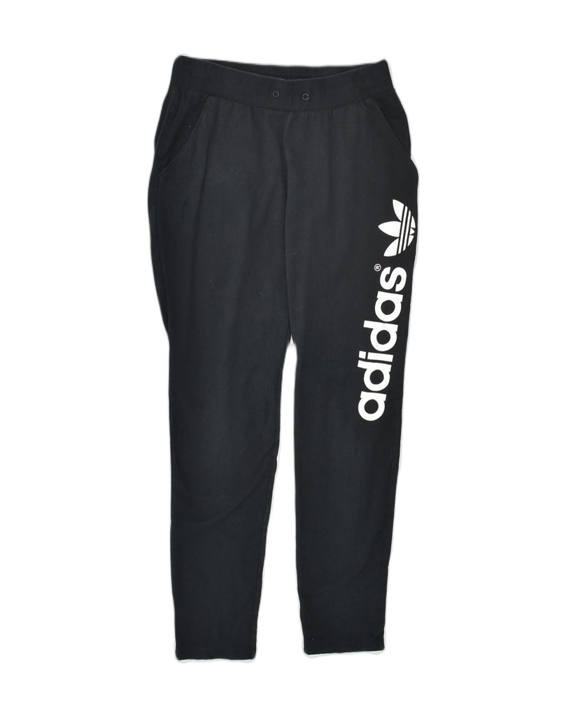 ADIDAS Womens Graphic Tracksuit Trousers UK 10 Small Black Cotton | Vintage Adidas | Thrift | Second-Hand Adidas | Used Clothing | Messina Hembry 