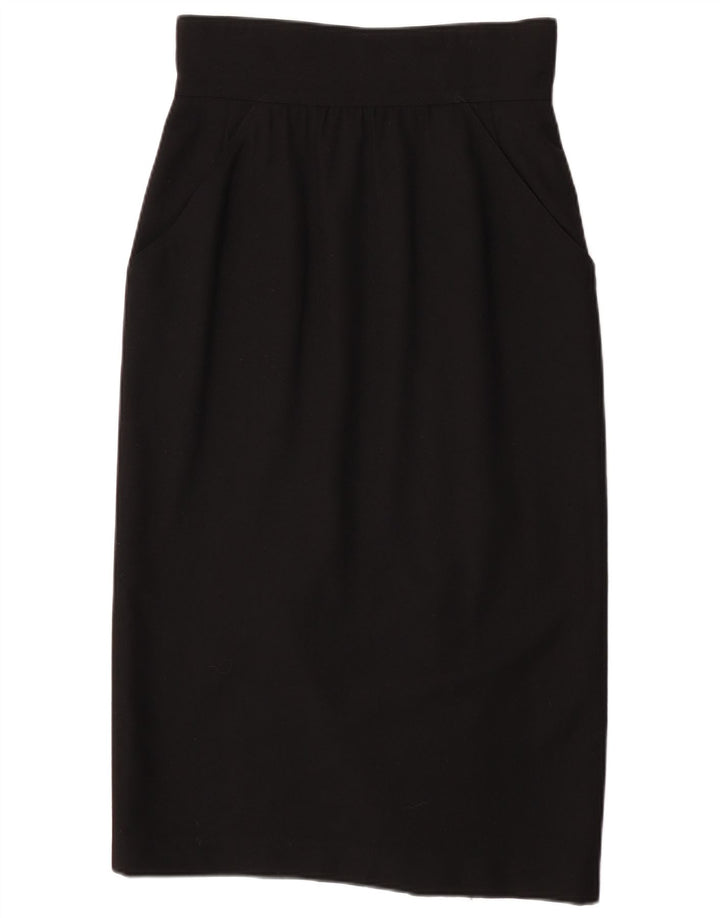 Fendi Womens High Waist Midi Skirt IT 44 Medium W28 Black Wool