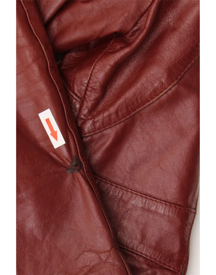 Wilsons Womens Crop Leather Jacket UK 8 Small  Burgundy Leather