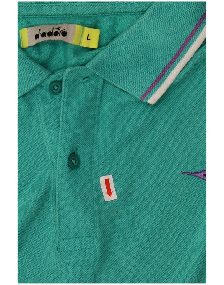 Diadora Mens Polo Shirt Large Turquoise Cotton