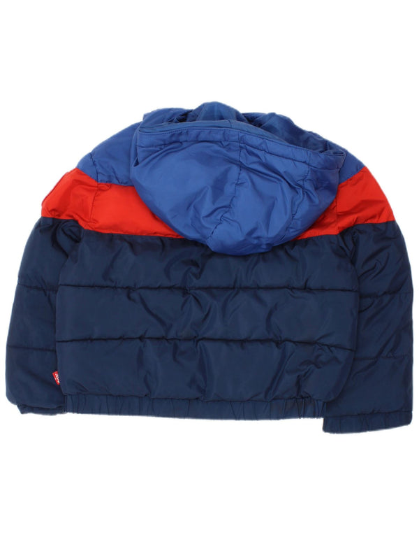 LEVI'S Baby Boys Hooded Padded Jacket 18-24 Months Navy Blue Colourblock