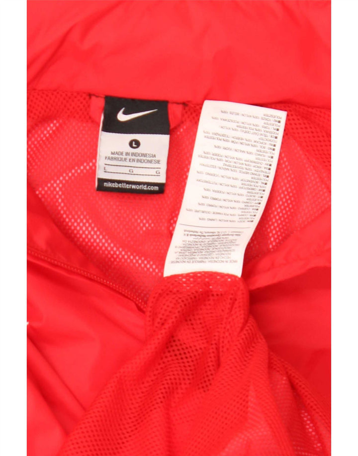Nike Mens Hooded Rain Jacket UK 40 Large Red Nylon