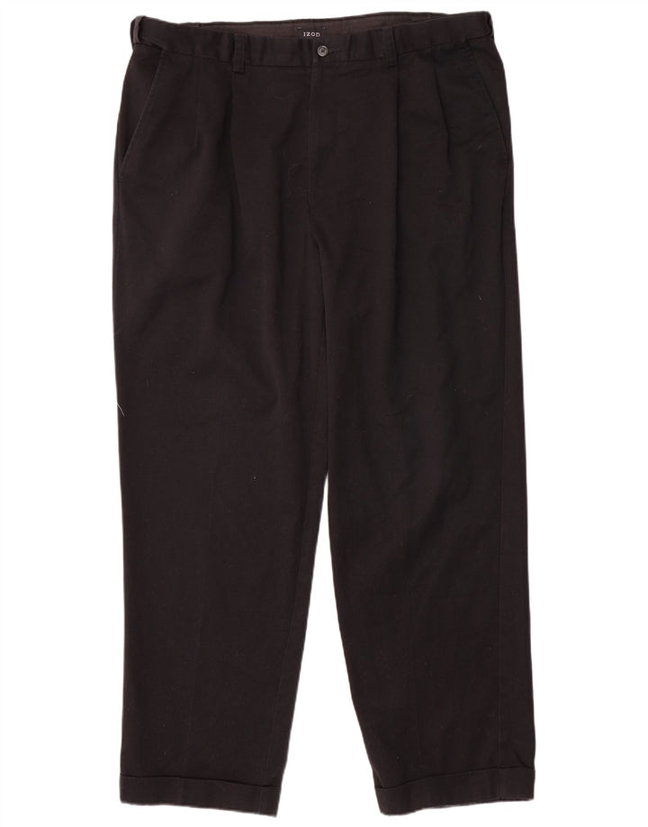 Izod Mens Pegged Chino Trousers W38 L31 Black Polyester