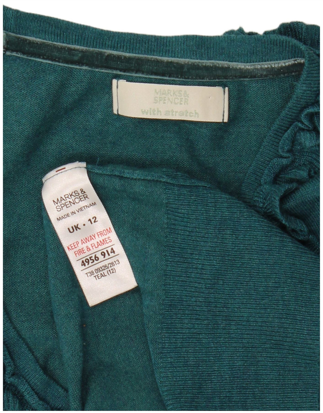 Marks & Spencer Womens Crop Cardigan Sweater UK 12 Medium Green