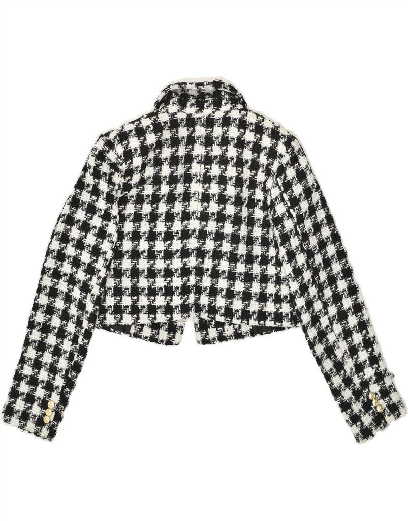 AMISU Womens Crop Blazer Jacket EU 36 Small Black Check Polyester Vintage AMISU and Second-Hand AMISU from Messina Hembry 