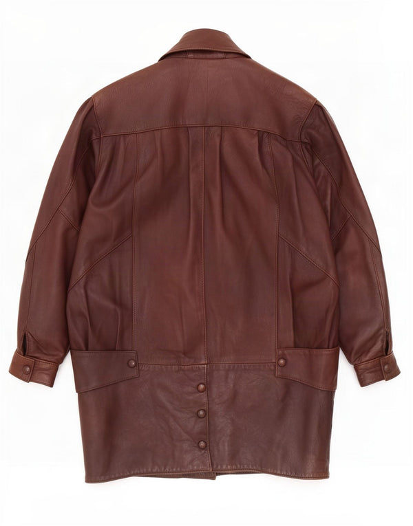 Sardar Womens Oversized Leather Coat UK 10 Small Brown