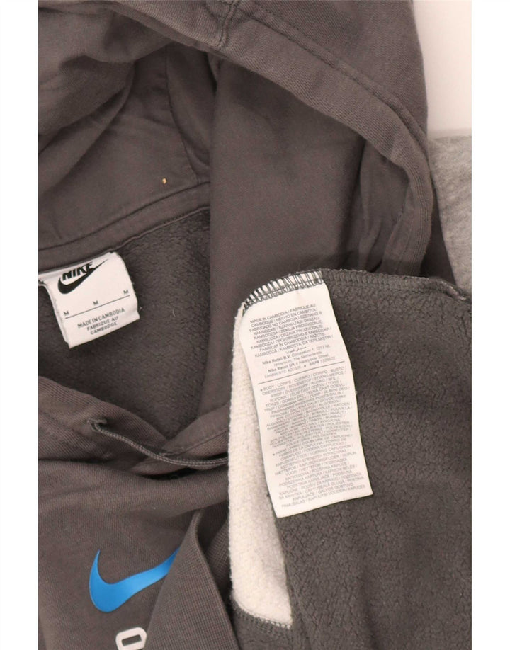 Nike Mens Hoodie Jumper Medium Grey Colourblock Cotton