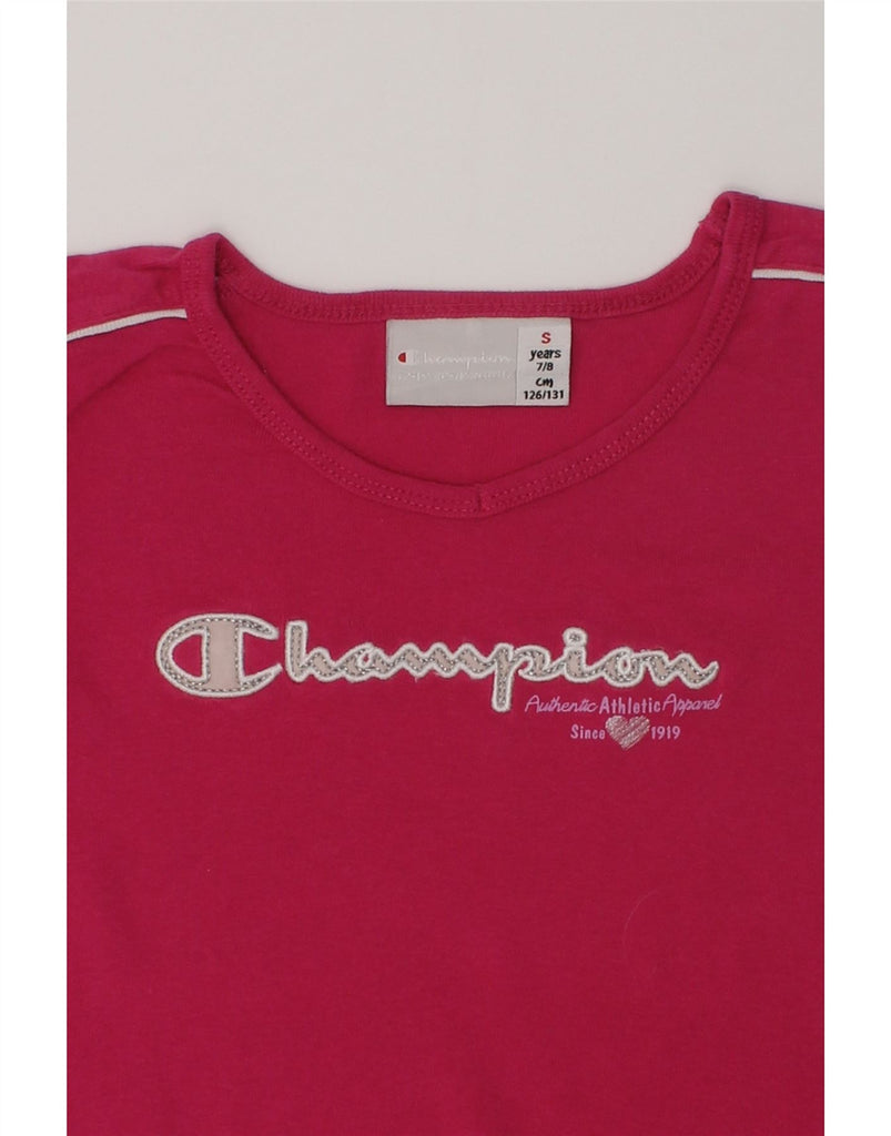 CHAMPION Girls Graphic T-Shirt Top 7-8 Years Small  Pink | Vintage Champion | Thrift | Second-Hand Champion | Used Clothing | Messina Hembry 