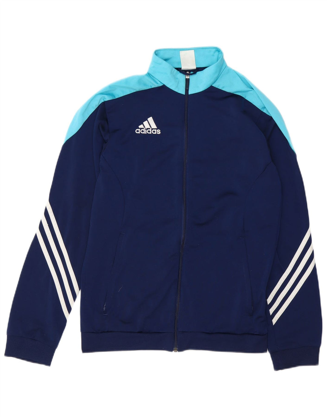 ADIDAS Mens Tracksuit Top Jacket Small Navy Blue Colourblock Polyester