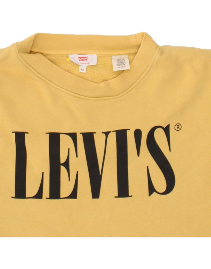 LEVI'S Womens Graphic Crop Sweatshirt Jumper UK 6 XS Yellow | Vintage Levi's | Thrift | Second-Hand Levi's | Used Clothing | Messina Hembry 