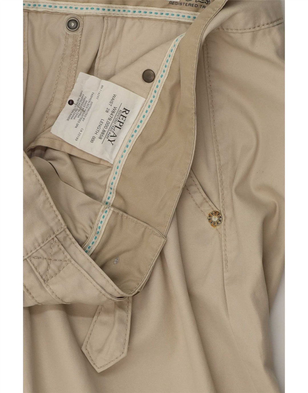 Replay Womens Chino Shorts W28 Medium Beige Cotton