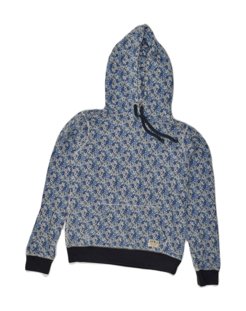 JACK WILLS Womens Hoodie Jumper UK 10 Small Blue Floral Cotton | Vintage Jack Wills | Thrift | Second-Hand Jack Wills | Used Clothing | Messina Hembry 