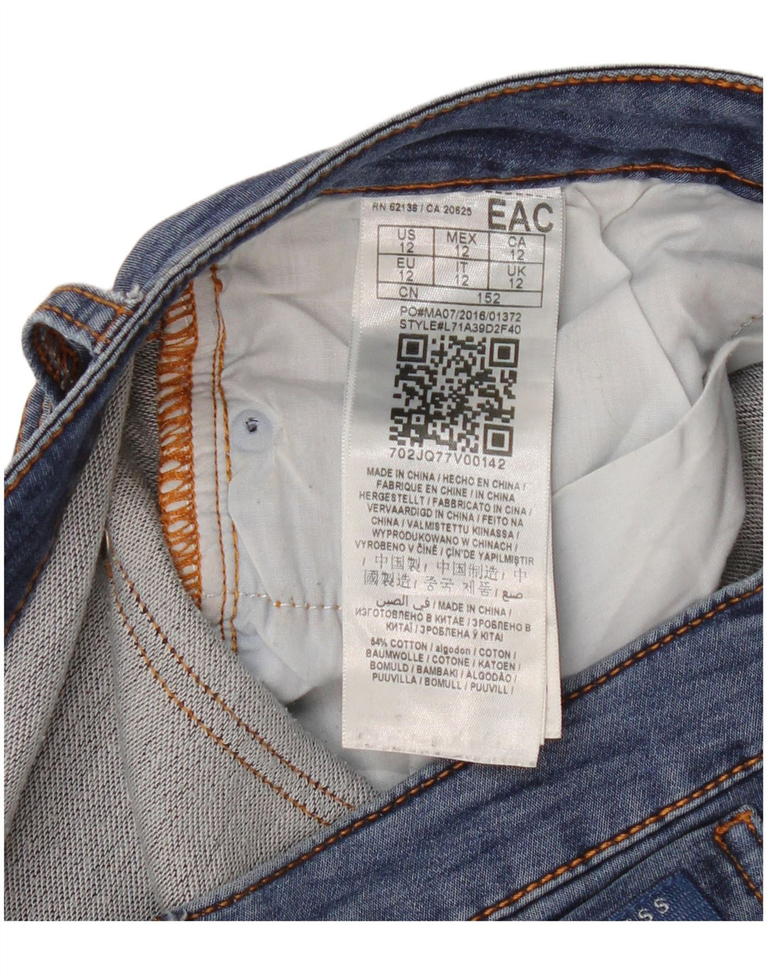 Guess Womens Slim Jeans UK 12 Medium W30 L28 Blue Cotton