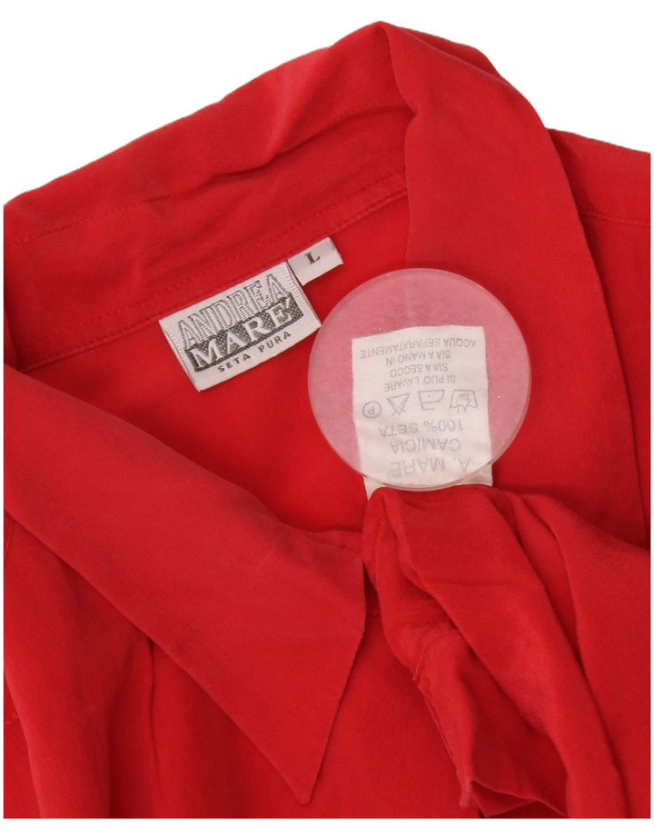 Andrea Mare Womens Shirt Blouse UK 16 Large Red Silk
