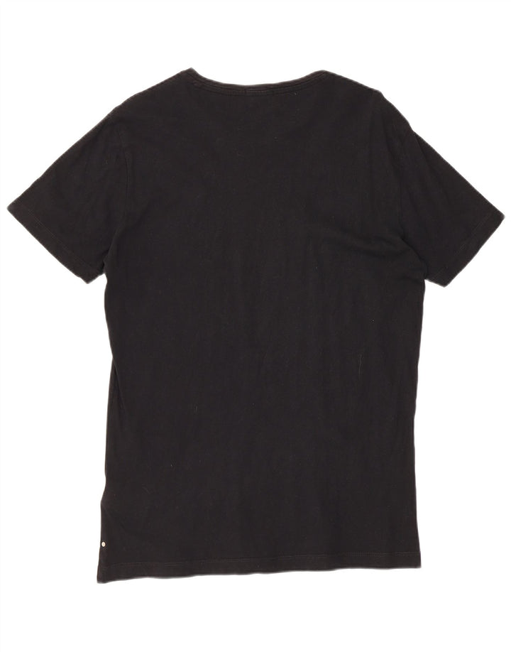CALVIN KLEIN JEANS Mens Graphic T-Shirt Top Medium Black Cotton