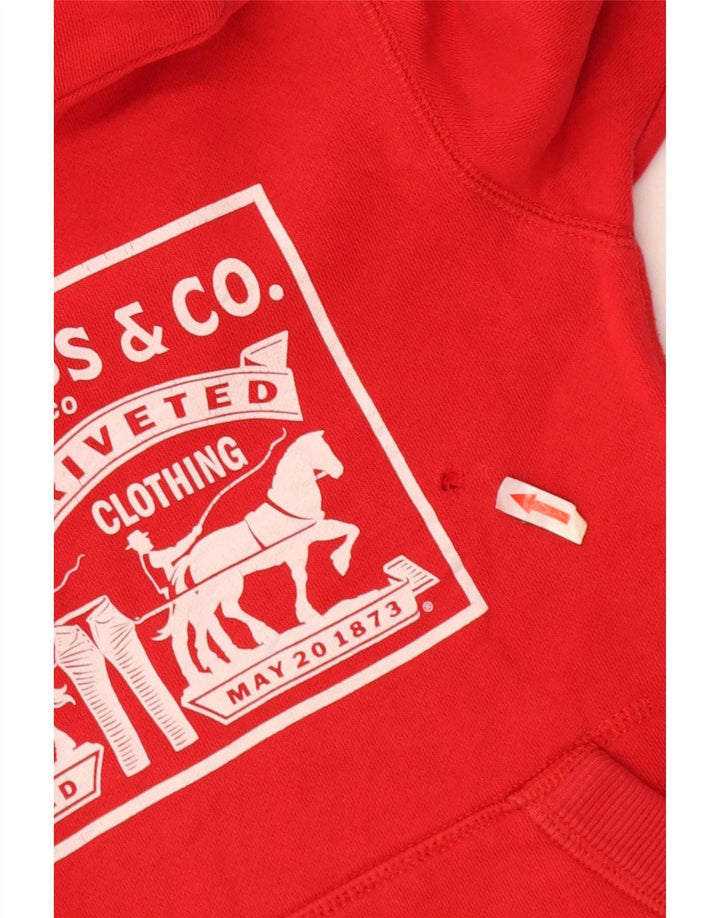 Levi's Boys Graphic Hoodie Jumper 9-10 Years Red Cotton