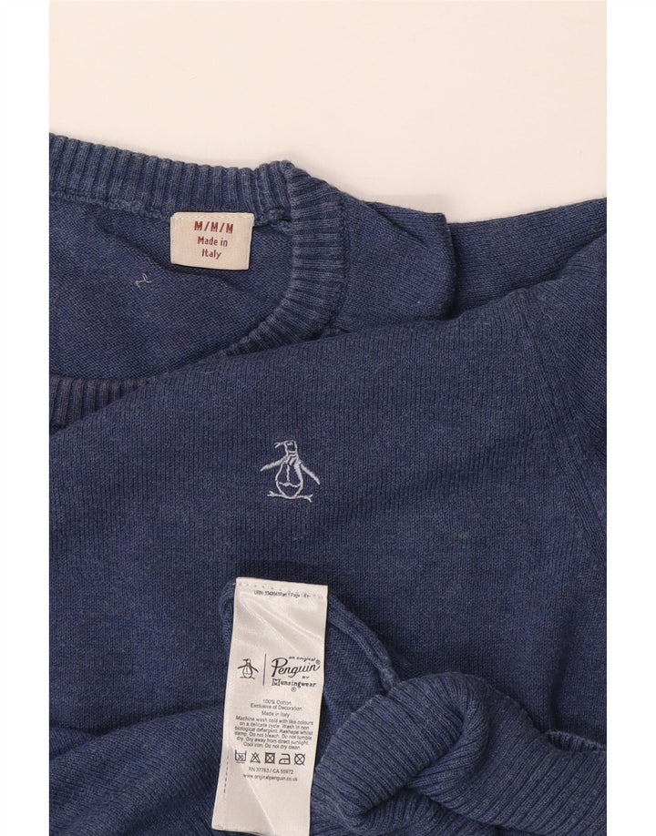 Penguin Mens Crew Neck Jumper Sweater Medium Blue Cotton