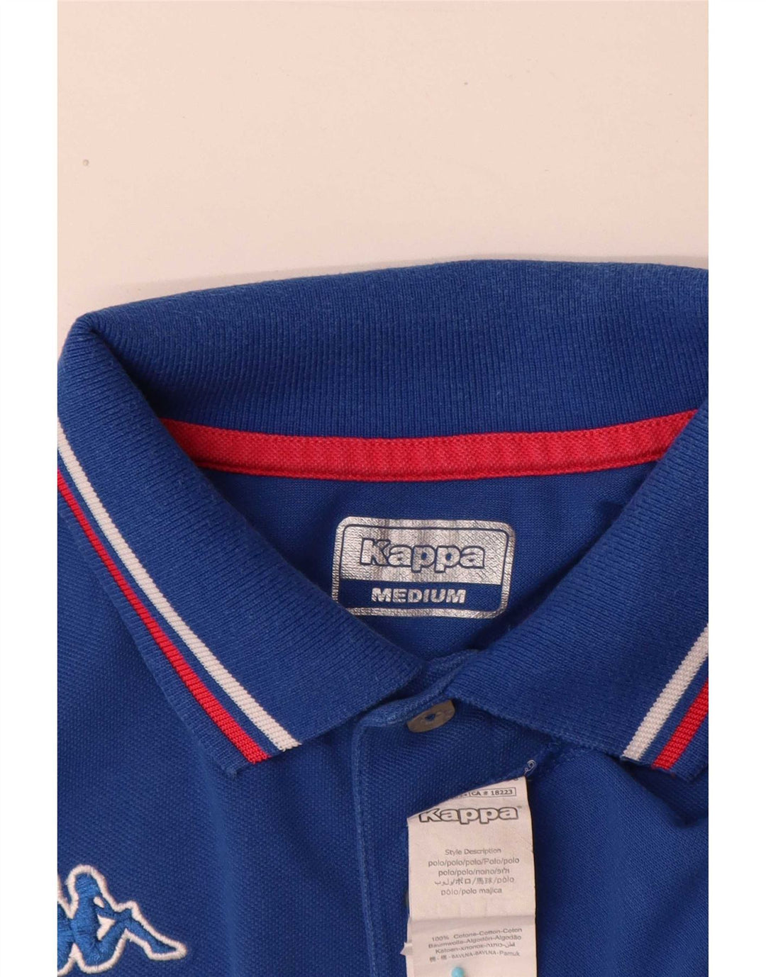 Kappa Mens Polo Shirt Medium Blue Striped Cotton
