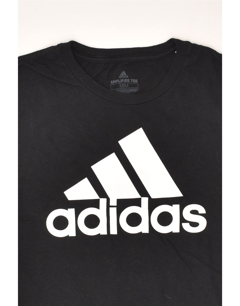 ADIDAS Womens Graphic T-Shirt Top UK 14 Medium Black Cotton | Vintage Adidas | Thrift | Second-Hand Adidas | Used Clothing | Messina Hembry 