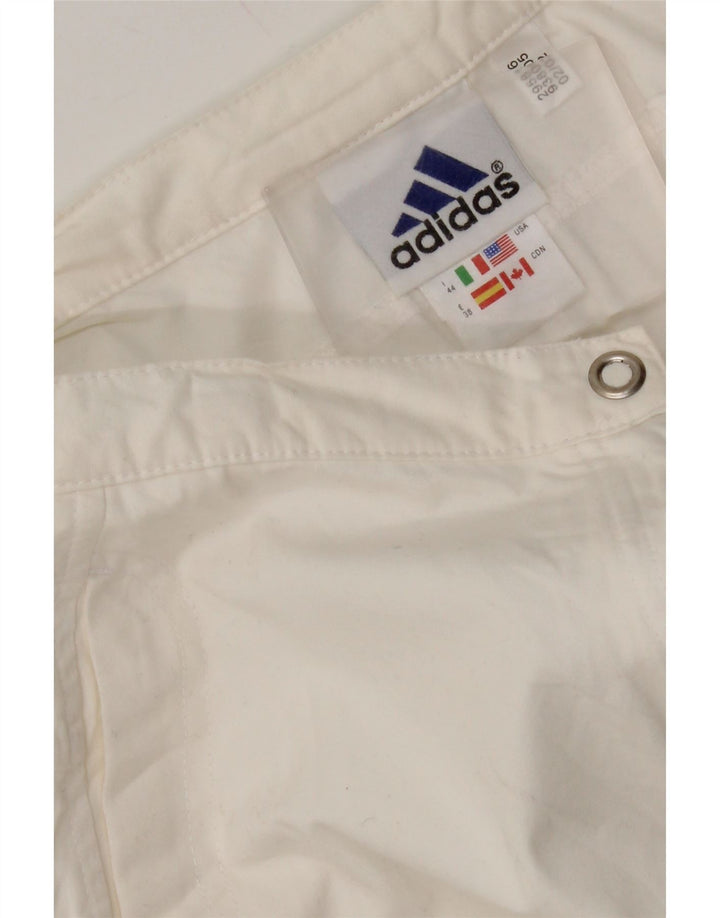 Adidas Womens Bermuda Shorts UK 12 Medium W30 White Cotton