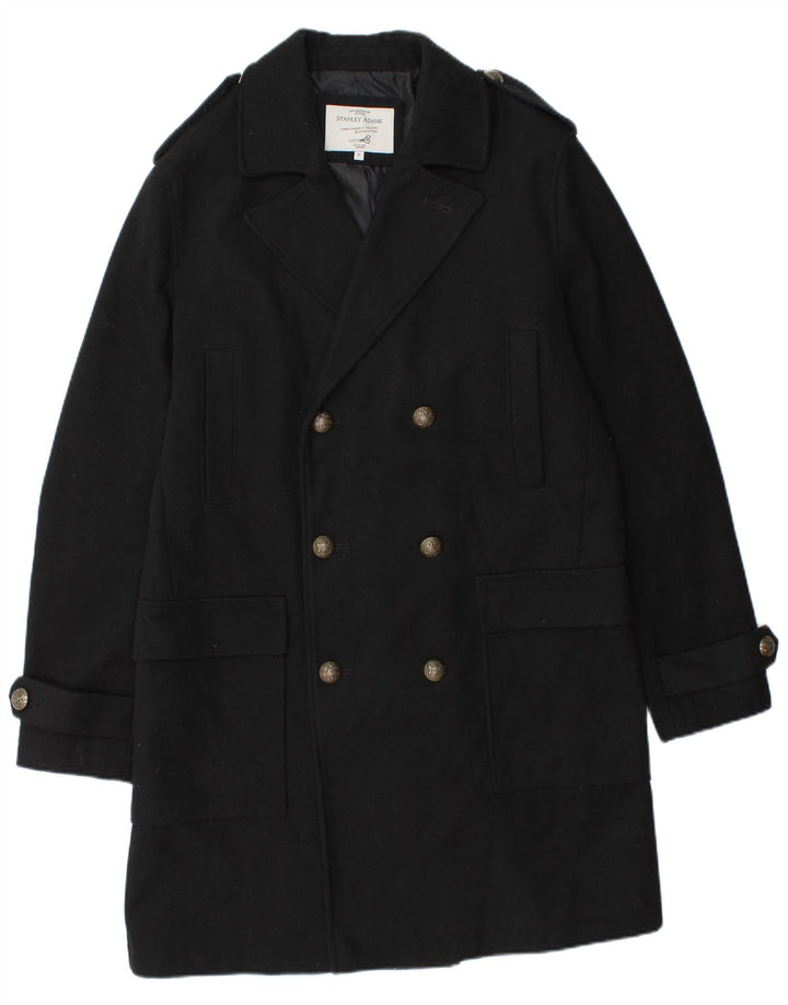 STANLEY ADAMS Mens Military Double Breasted Coat UK 40 Large Black