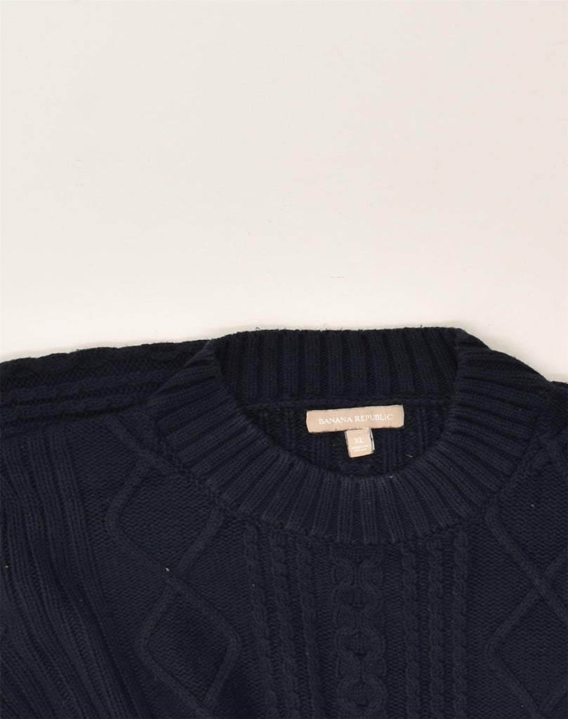 BANANA REPUBLIC Mens Crew Neck Jumper Sweater XL Navy Blue Cotton | Vintage Banana Republic | Thrift | Second-Hand Banana Republic | Used Clothing | Messina Hembry 