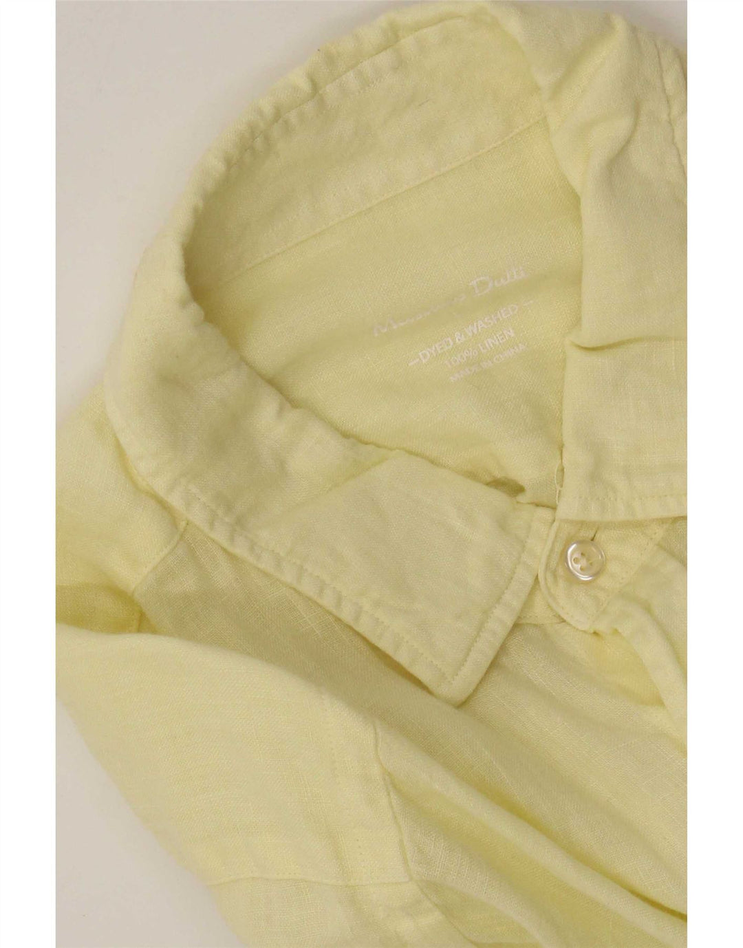 Massimo Dutti Mens Shirt Large Yellow Linen