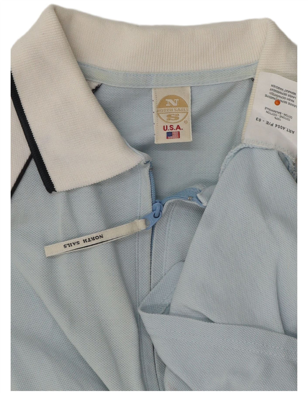 NORTH SAILS Womens Zip Neck Polo Shirt UK 12 Medium Blue Colourblock