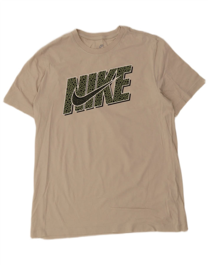 Nike Mens Graphic T-Shirt Top Large Beige Cotton