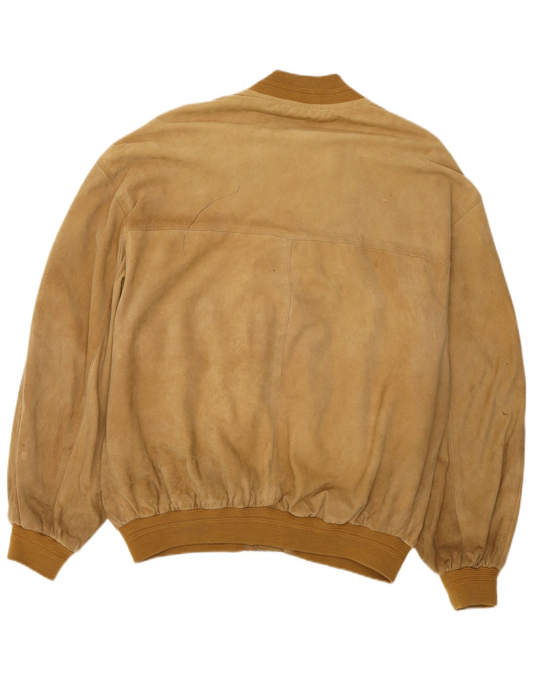 VINTAGE Mens Suede Bomber Jacket IT 52 XL Beige Leather