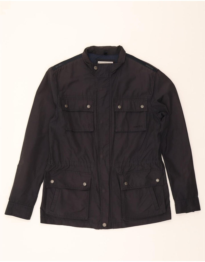 GEOX Mens Utility Jacket UK 42 XL Navy Blue Cotton