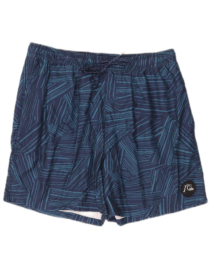 Quiksilver Mens Swimming Shorts XL  Navy Blue Geometric Polyester