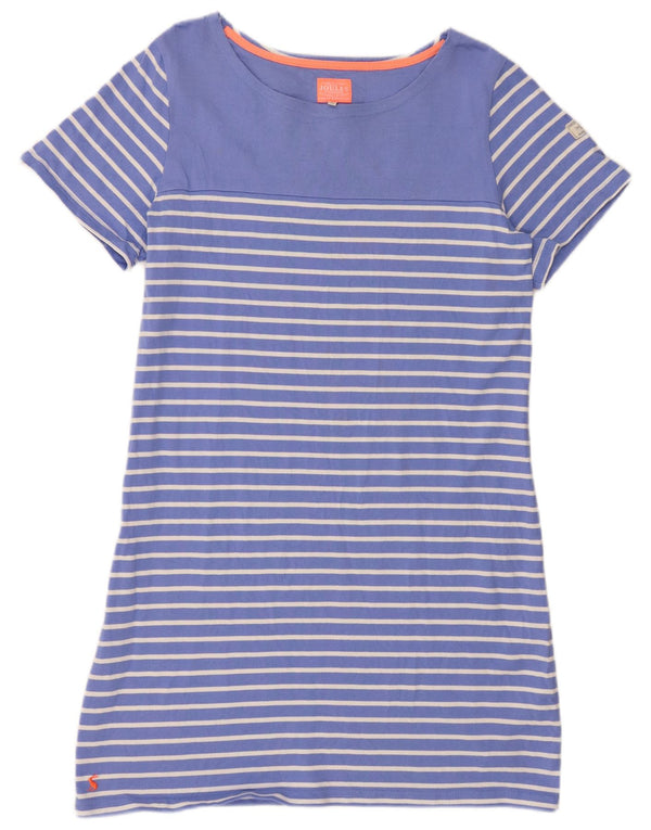 Joules Womens T-Shirt Dress UK 16 Large Blue Striped Cotton