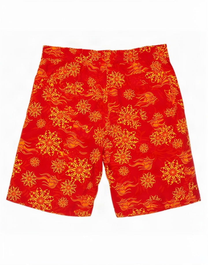 Brugi Mens Abstract Pattern Swimming Shorts Large Red Nylon