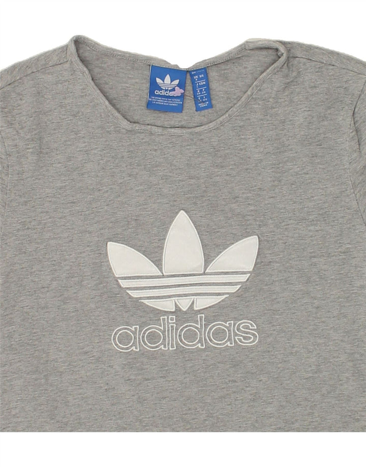 ADIDAS Womens Graphic T-Shirt Top UK 8 Small Grey Cotton | Vintage Adidas | Thrift | Second-Hand Adidas | Used Clothing | Messina Hembry 
