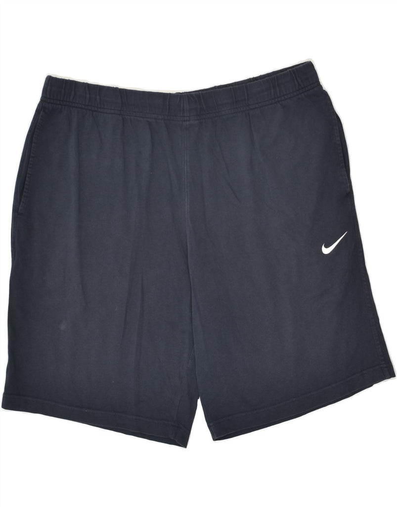 NIKE Mens Sport Shorts 2XL Navy Blue Cotton | Vintage Nike | Thrift | Second-Hand Nike | Used Clothing | Messina Hembry 