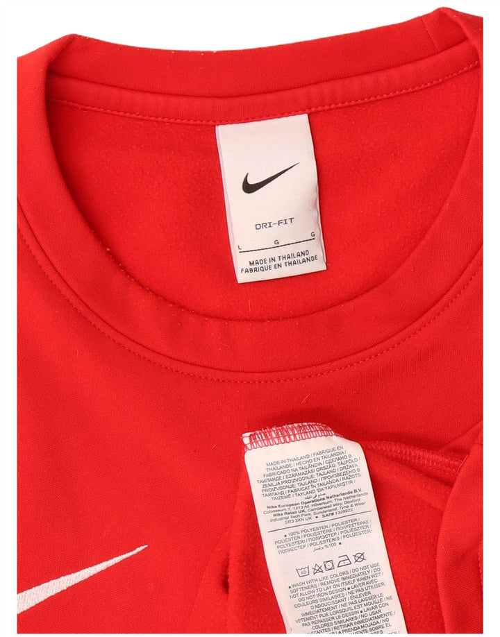 NIKE Mens Dri Fit Top Long Sleeve Large Red Polyester