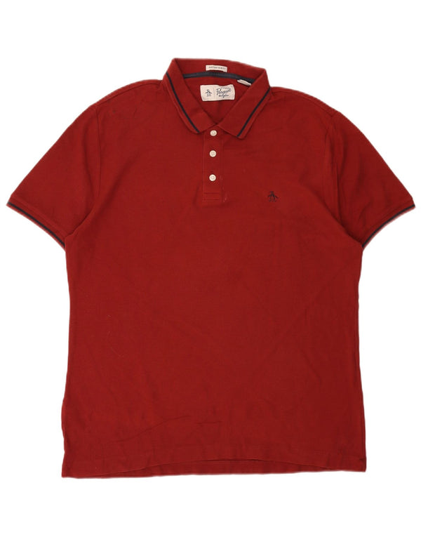 Penguin Mens Heritage Slim Fit Polo Shirt Large Burgundy