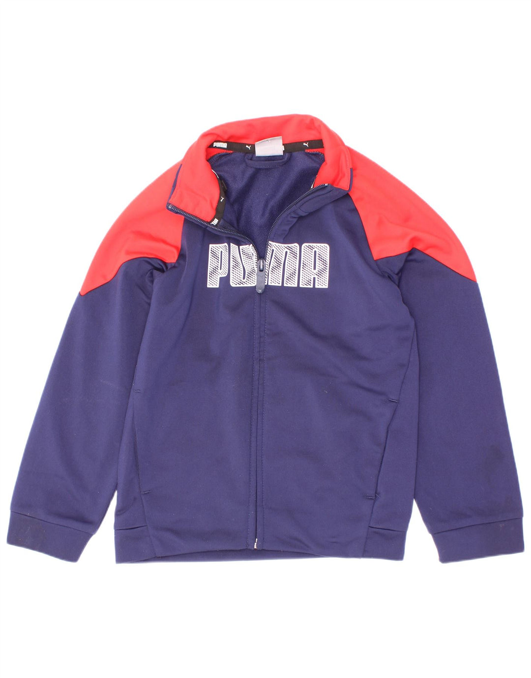 Puma Boys Graphic Tracksuit Top Jacket 5-6 Years Navy Blue Colourblock