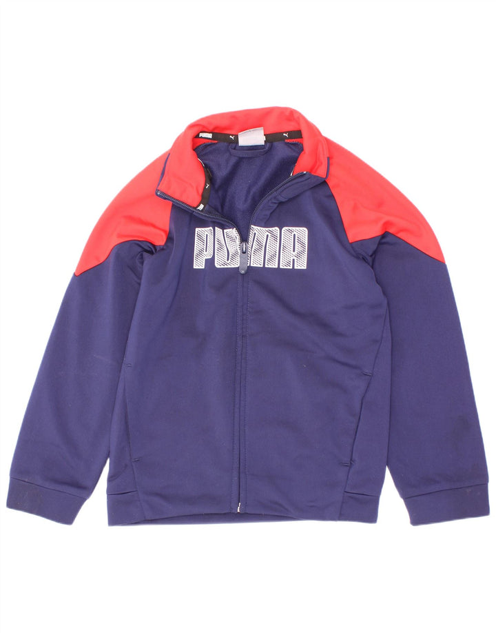 Puma Boys Graphic Tracksuit Top Jacket 5-6 Years Navy Blue Colourblock
