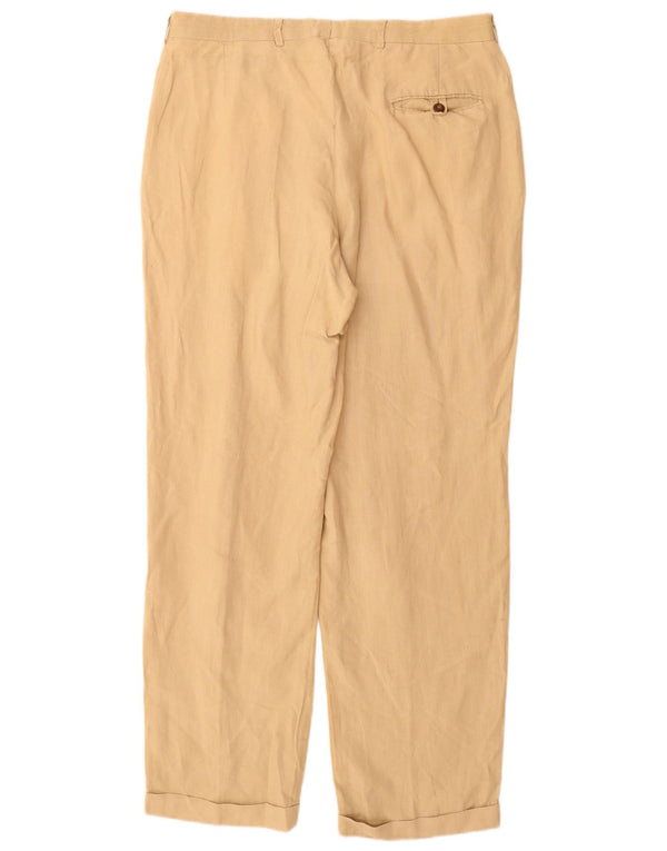 Massimo Dutti Mens Pegged Chino Trousers EU 44 Large W34 L32 Beige Linen