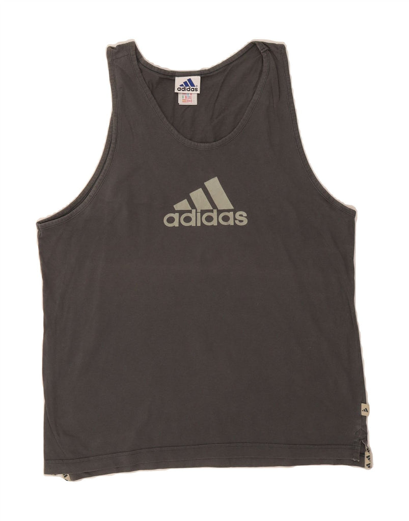 ADIDAS Mens Graphic Vest Top UK 40/42 Medium Grey Cotton Vintage Adidas and Second-Hand Adidas from Messina Hembry 
