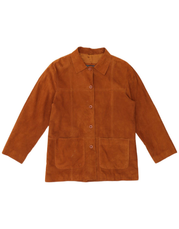 Gallotti Womens Suede Jacket IT 44 Medium Brown Leather