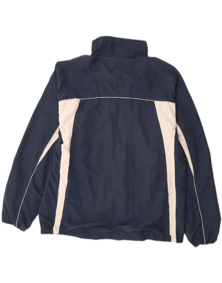 ASICS Mens Tracksuit Top Jacket XL Navy Blue Colourblock Polyester