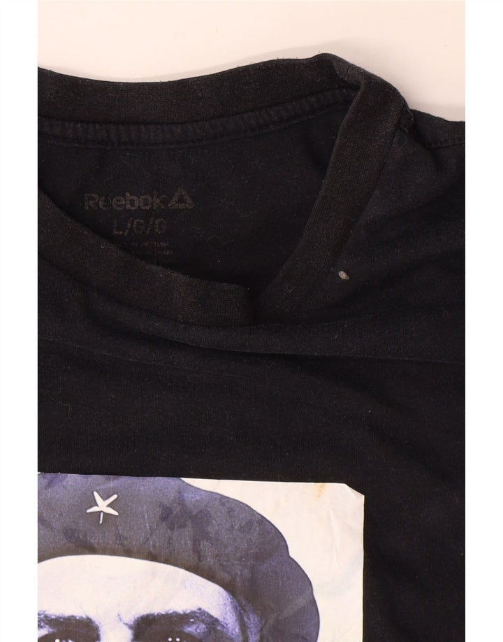 Reebok Mens Graphic T-Shirt Top Large Black Cotton