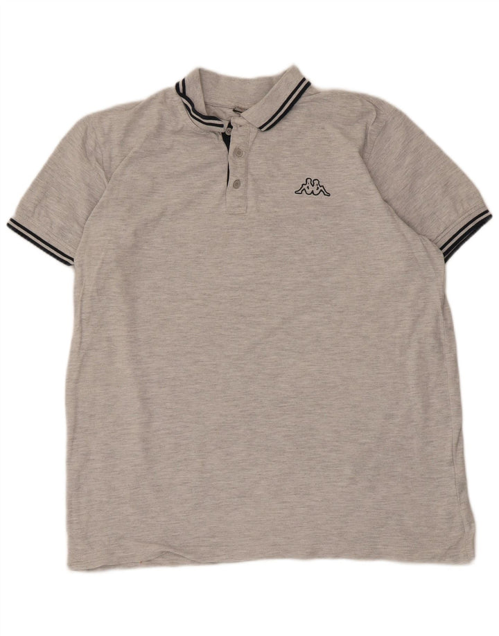 Kappa Mens Polo Shirt XL Grey Striped Cotton