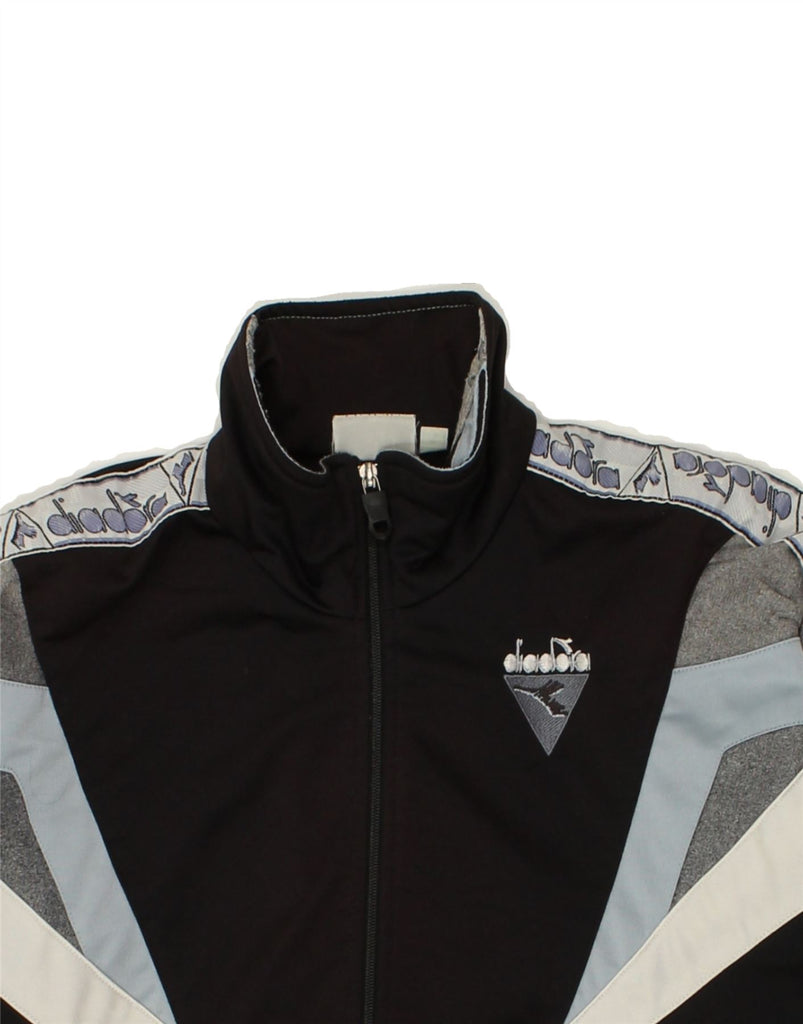 DIADORA Mens Graphic Tracksuit Top Jacket Small Black Colourblock Vintage Diadora and Second-Hand Diadora from Messina Hembry 