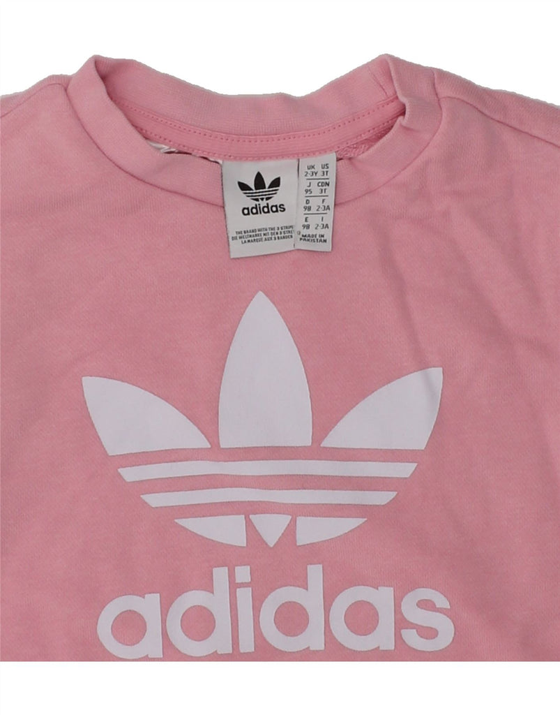 ADIDAS Girls Graphic Sweatshirt Jumper 2-3 Years Pink Cotton | Vintage Adidas | Thrift | Second-Hand Adidas | Used Clothing | Messina Hembry 